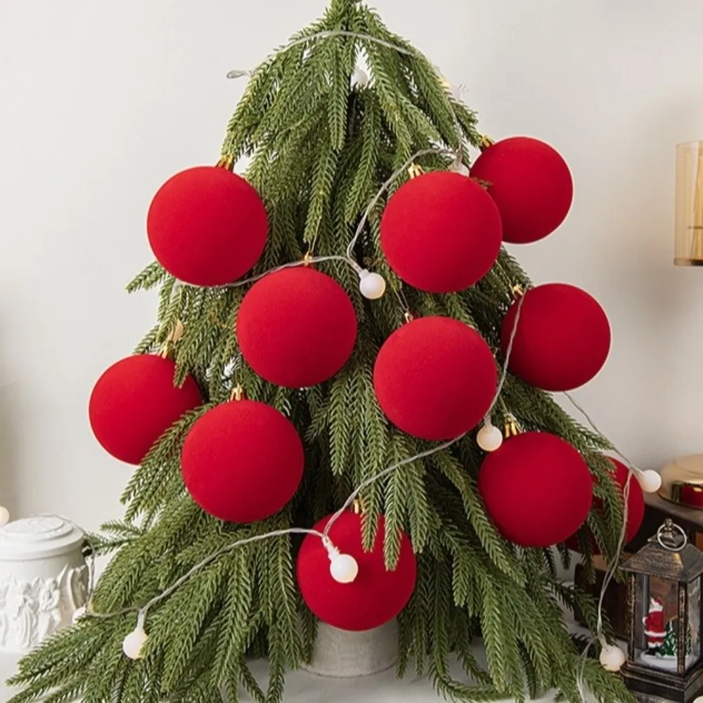 12pcs 6cm Christmas Ball Ornaments Vintage Style Round Shape Christmas Tree Baubles Gold Hanging Caps