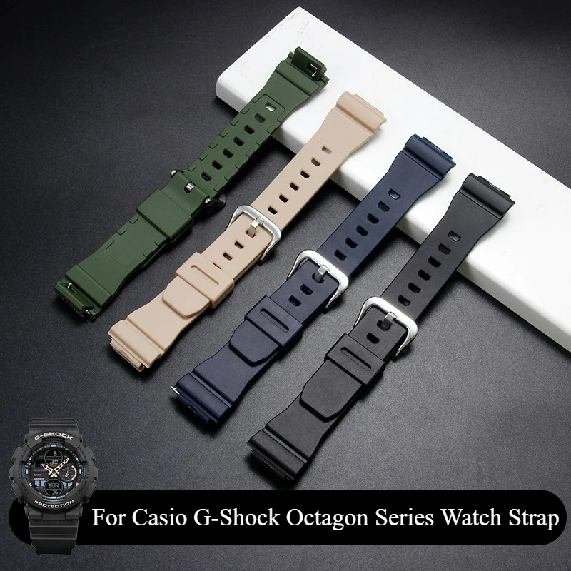 16mm for Casio Octagon Series GM - S2100 Black Blue Green Women's Watchband Soft Resin Material Pin Buckle Convex Connection