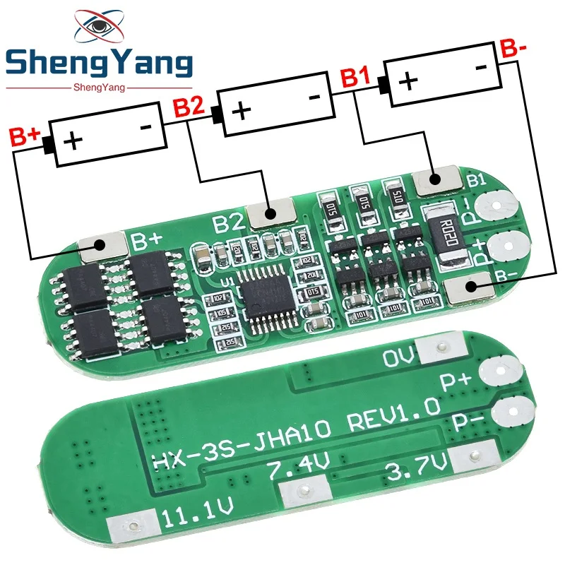 1PCS 3S 10A 12V Lithium Battery Charger Protection Board Module for 3pcs 18650 Li-ion Battery Cell Charging BMS 11.1V 12.6V NEW