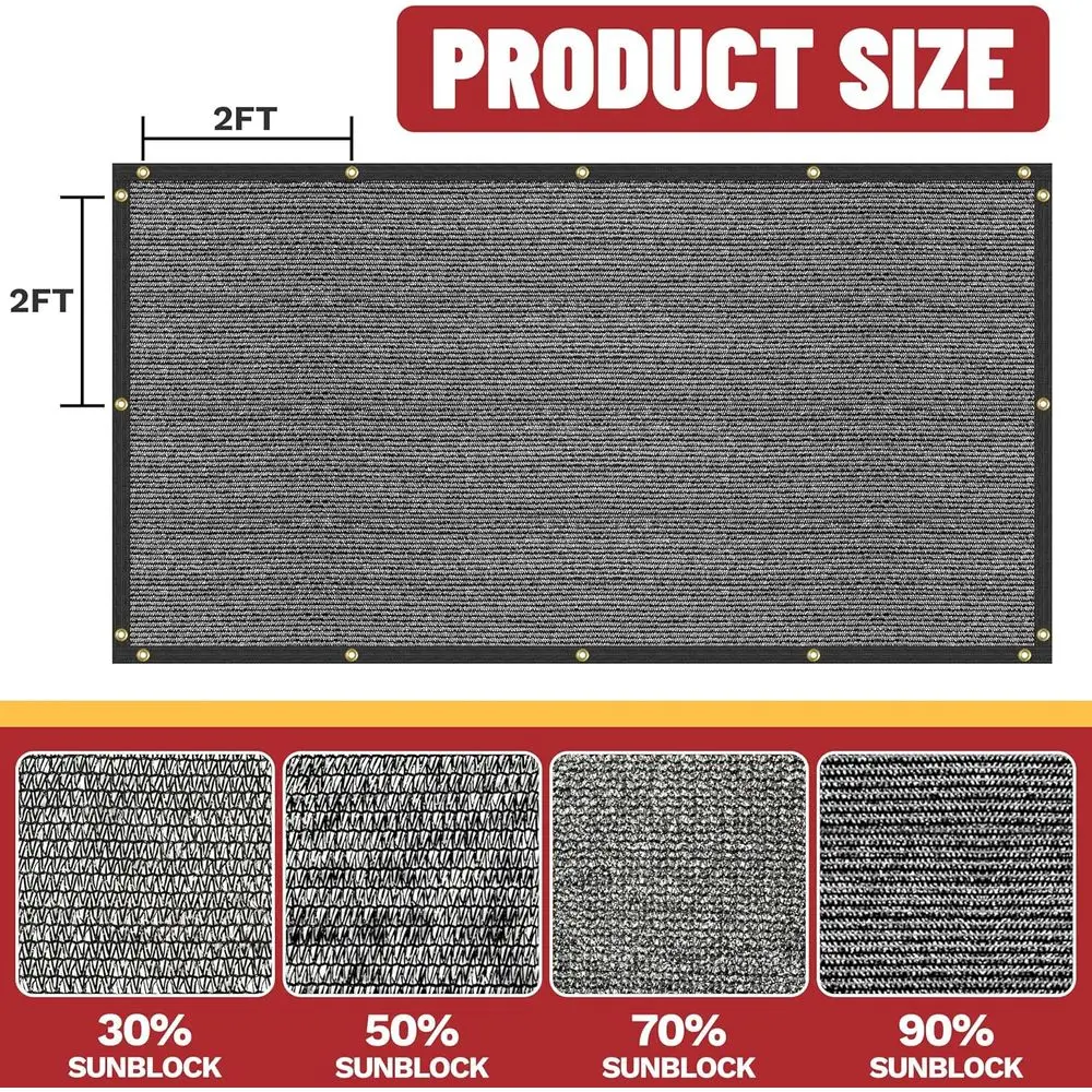 맞춤형 크기 12x20피트 검정 차광막 (그로밋 및 지퍼 타이 포함) 야외 정원 보호용