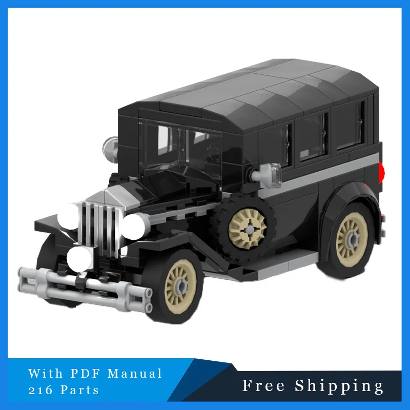 

216 шт., знаменитый фильм, черный ретро автомобиль, технология, модульные MOC, строительные блоки, модель, детское образование, сделай сам, сборная игрушка, подарки на день рождения