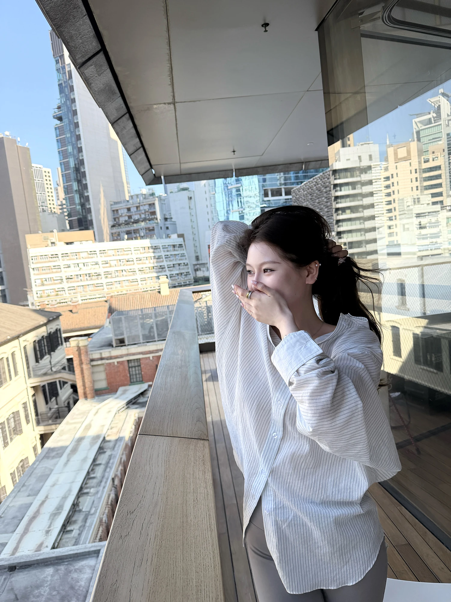 

Рубашка Dibao Xi с длинным рукавом в полоску, 100% хлопок, комфортная, свободного кроя, женская классическая рубашка свободного кроя для защиты от солнца