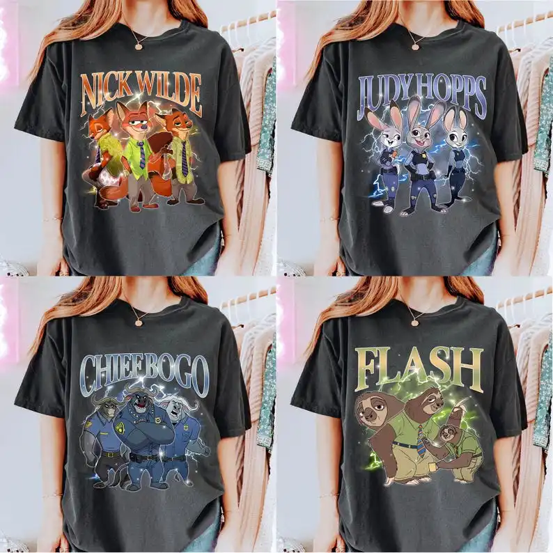 تي شيرت بشخصيات Zootopia تي شيرت Nick Wide Judy Hoops، تي شيرت Flash The Sloth، #1