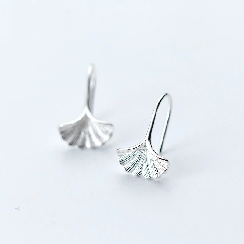 925 Sterling Silver Earrings For Women Sector Ginkgo Leaf Fine Jewelry Drop Earring High Quality Sweet Daily Gifts For Women