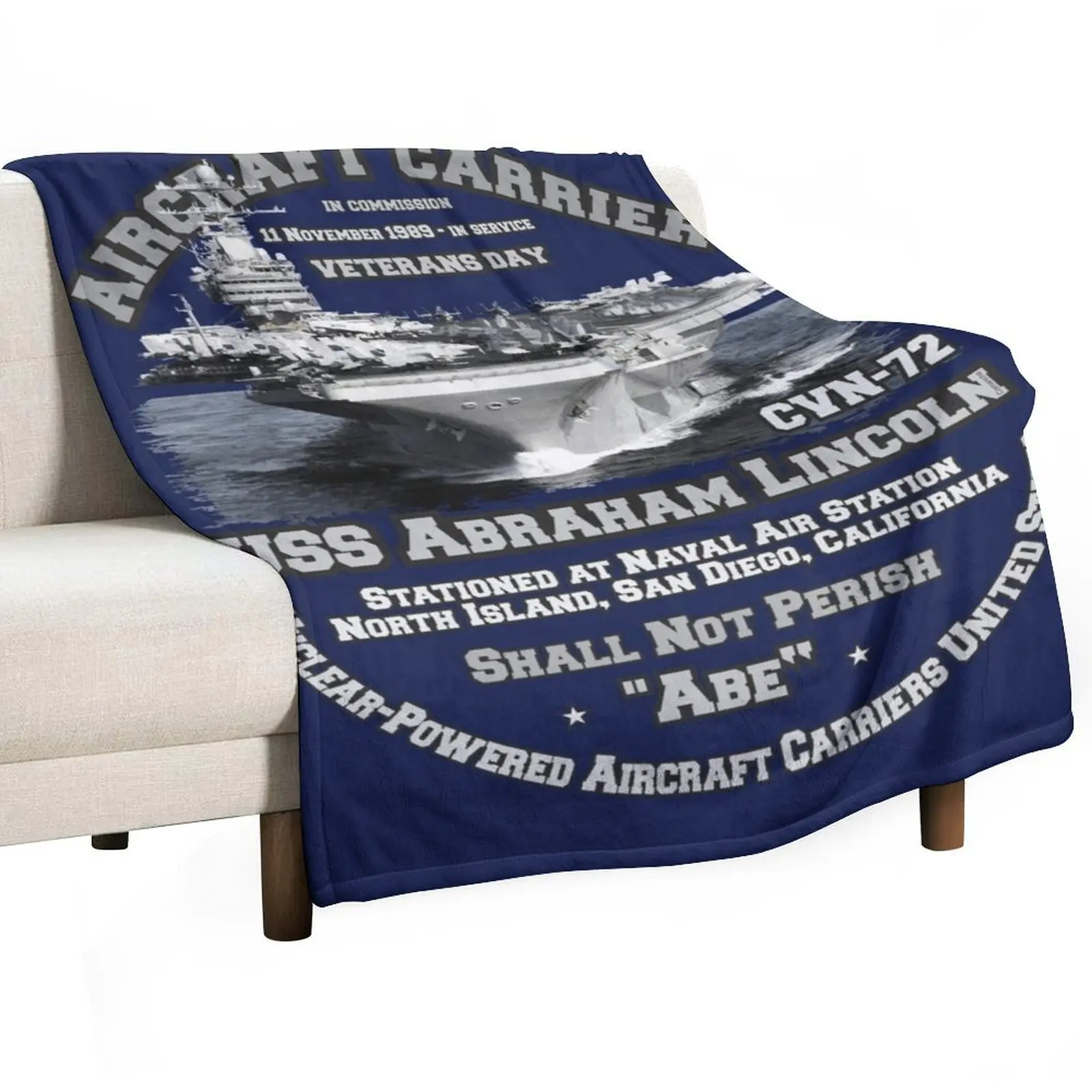 

USS Abraham Lincoln (CVN-72) Aircraft Carrier Veterans Throw Blanket Sofa Quilt Decorative Sofa Travel Blankets
