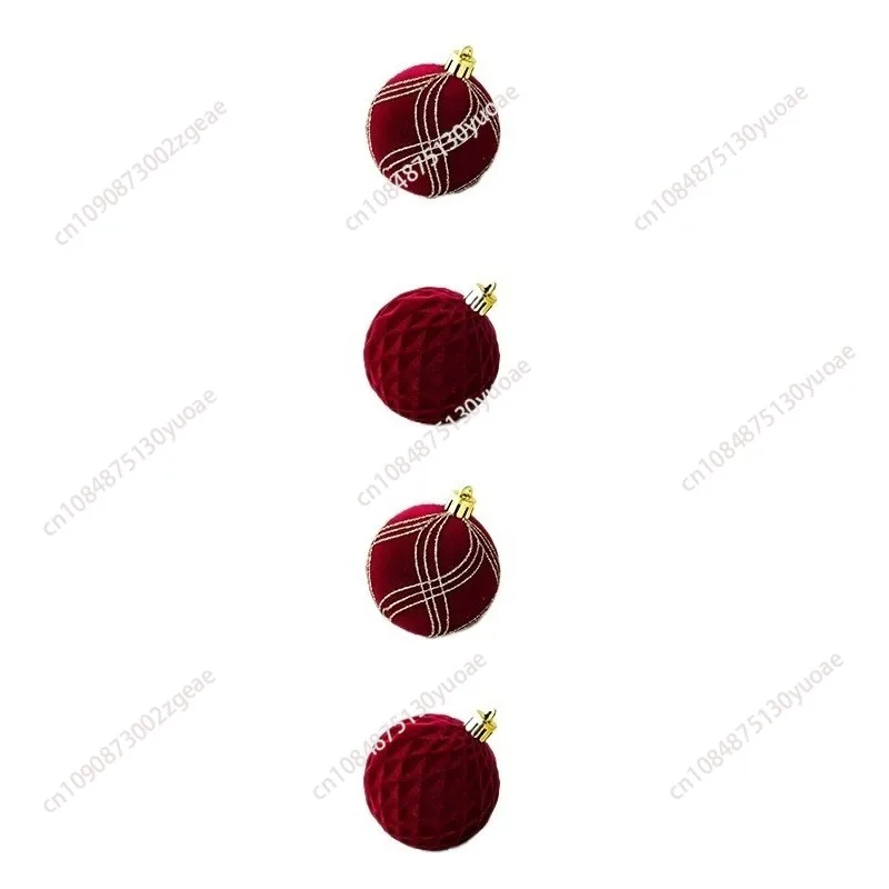 4 adornos de bolas de Navidad de terciopelo pintados de rojo adornos para árboles de Navidad adornos navideños decoraciones para fiestas en casa