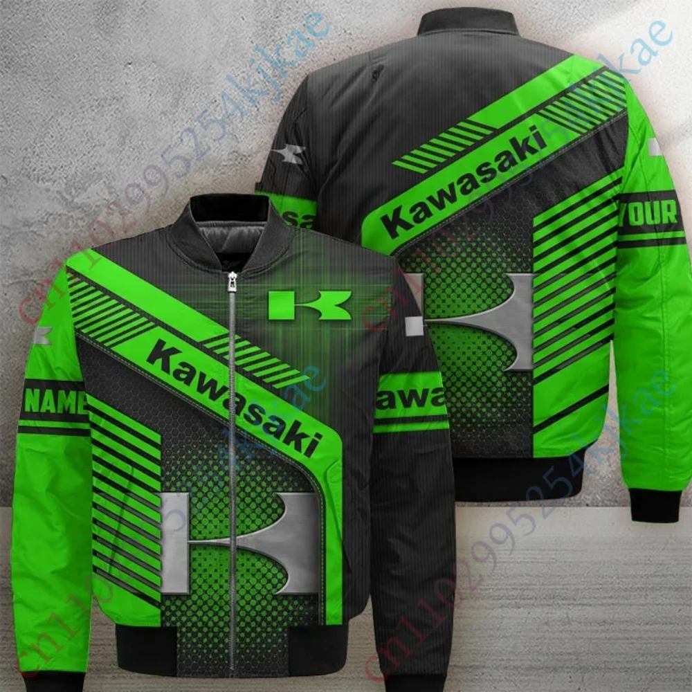 

Kawasaki Jackets For Men Clothing Thick Lightweight Windbreaker Winter Bomber Jacket Harajuku Streetwear HipHop Baseball Uniform