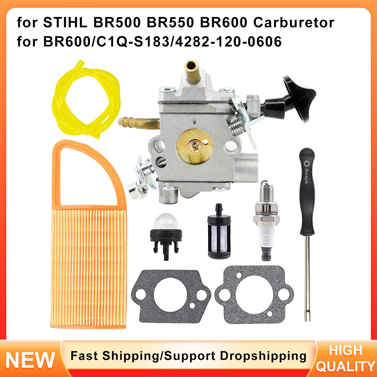

Replacement Carburetor Kit for STIHL BR500 BR550 BR600 Backpack Blower - Replaces C1Q-S183 4282-120-0606