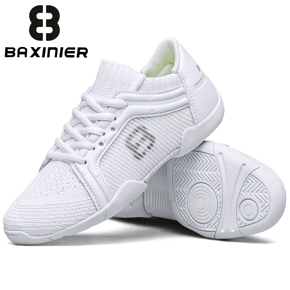 

BAXINIER White Youth Cheer Shoes for Girls Kids Lightweight Dance Tennis Training Competition Sneakers Flexible Non-Slip