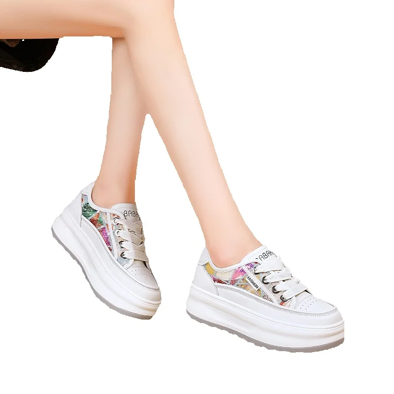 Witte skateboarding schoenen van leer voor dames ademend_voghion.com