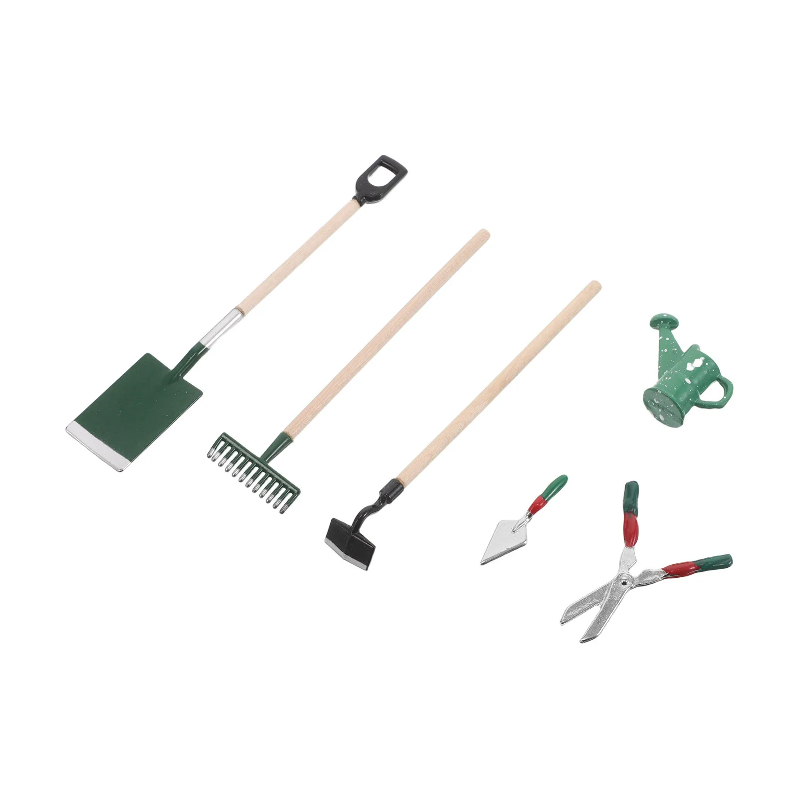 

6Pcs Miniature Garden Tools Collection Realistic Farming Hand Tools for Dollhouse Mini Landscape Zen Garden Decor and Simulation