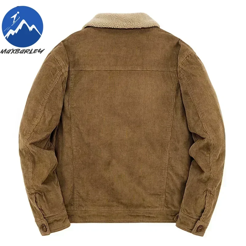 Male Cotton Jackets Padded Warm Loose Parka Coat Corduroy Short Jacket Man Solid Fur Collar Windbreaker Winter Men Fleece Jacket