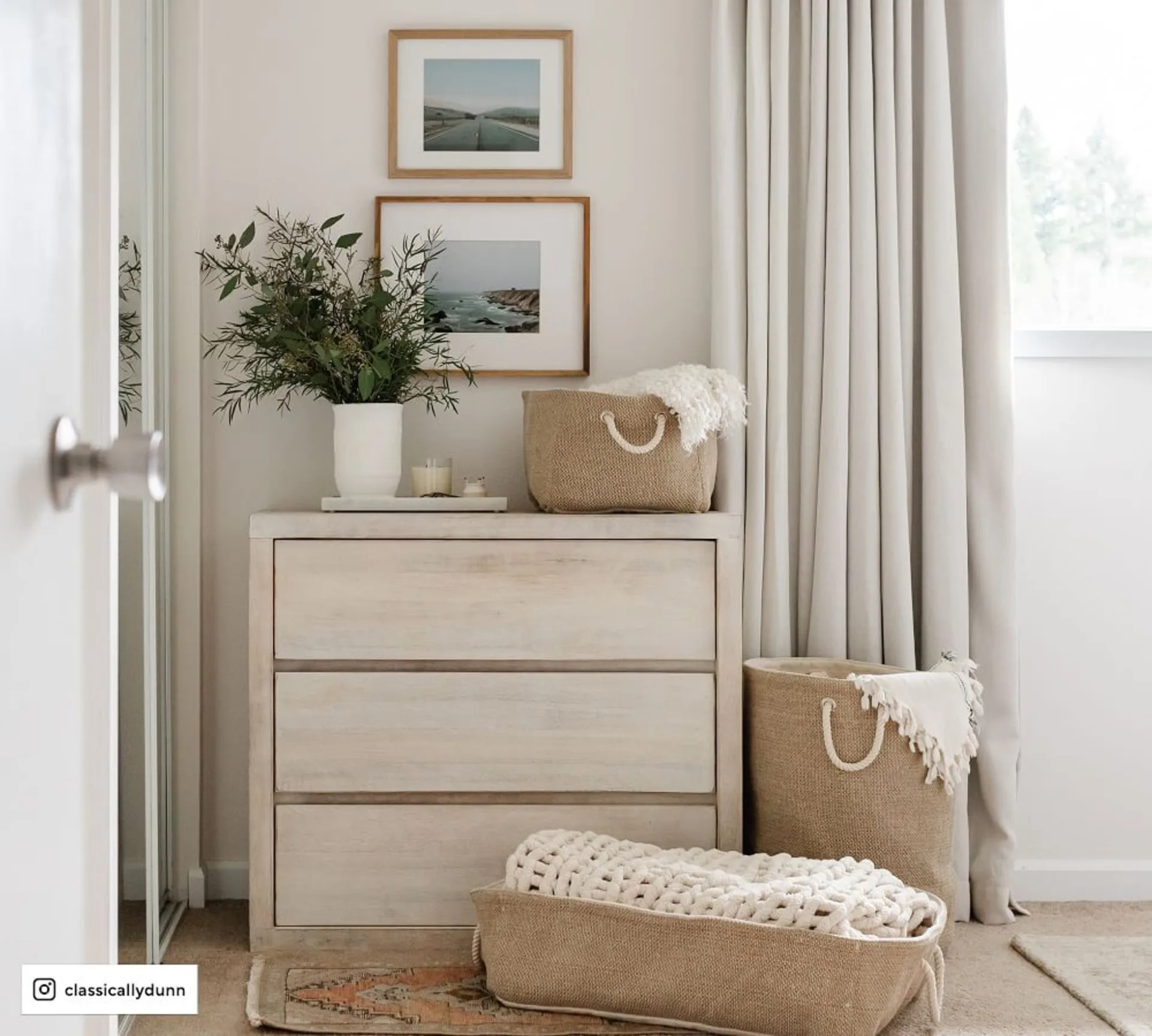 Commodes en rotin naturel, armoire à cadre en bois, buffet de chambre à coucher, 3 portes de proximité, 1 pièce