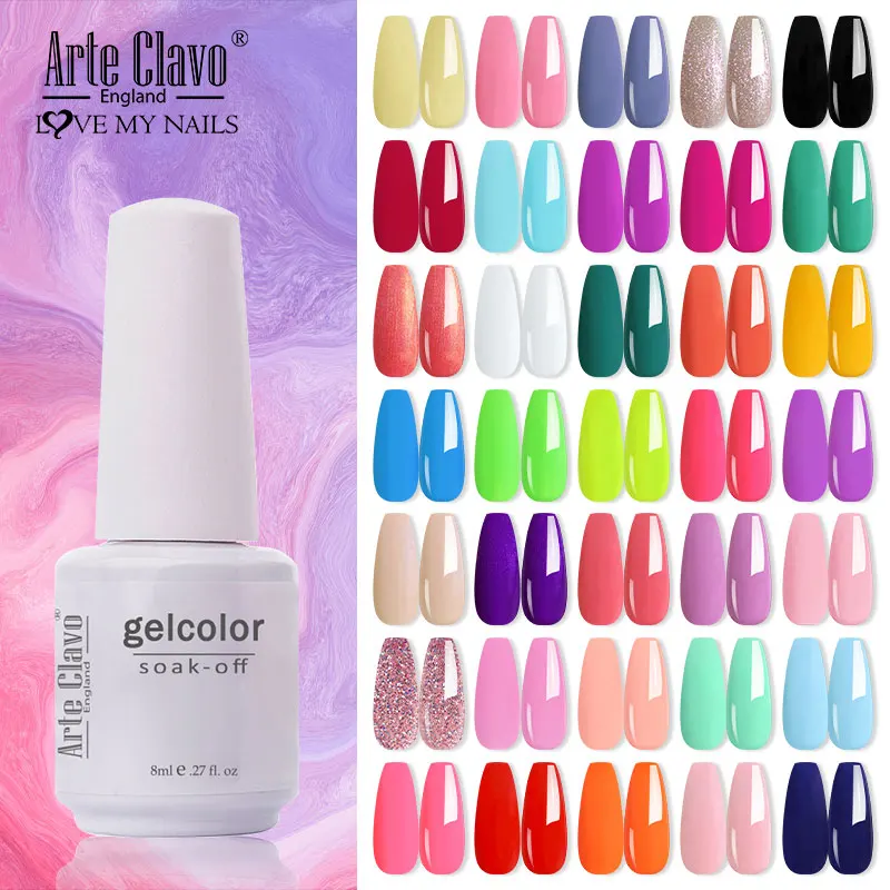 Arte Clavo Hybrid Varnishes 8ml Gel Nail Polish All For Manicure Semi Permanent UV Gel Nail Lacquer Soak Off Top Base Coat