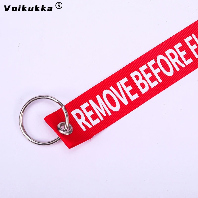 Voikukka Jewelry Red Letter One Side Printing Remove Before Flight Motorcycle Exhaust Pipe Plug Streamer Keychain Wholesale