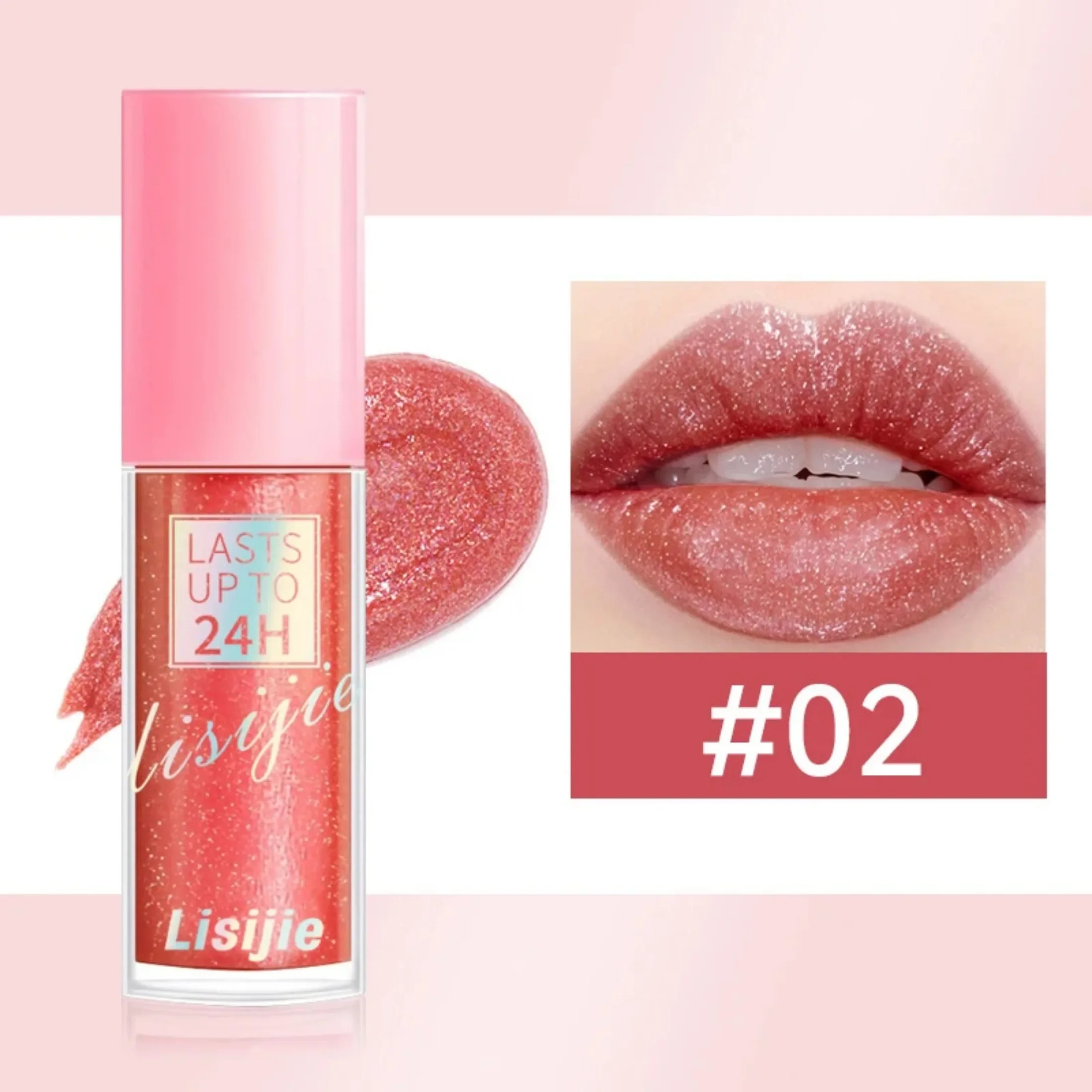 Diamonds Glitter Lip Gloss Lasting Waterproof Liquid ลิปสติก Pearl Shining Lip Color Sparkling Lip Makeup ยาวนานถึง 24H