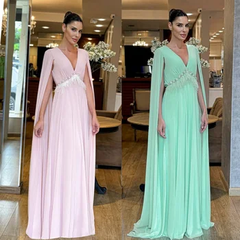 מותאם אישית נצנצים שיפון יום הולדת-קו v-baspoke אירוע gown שמלות ארוכות