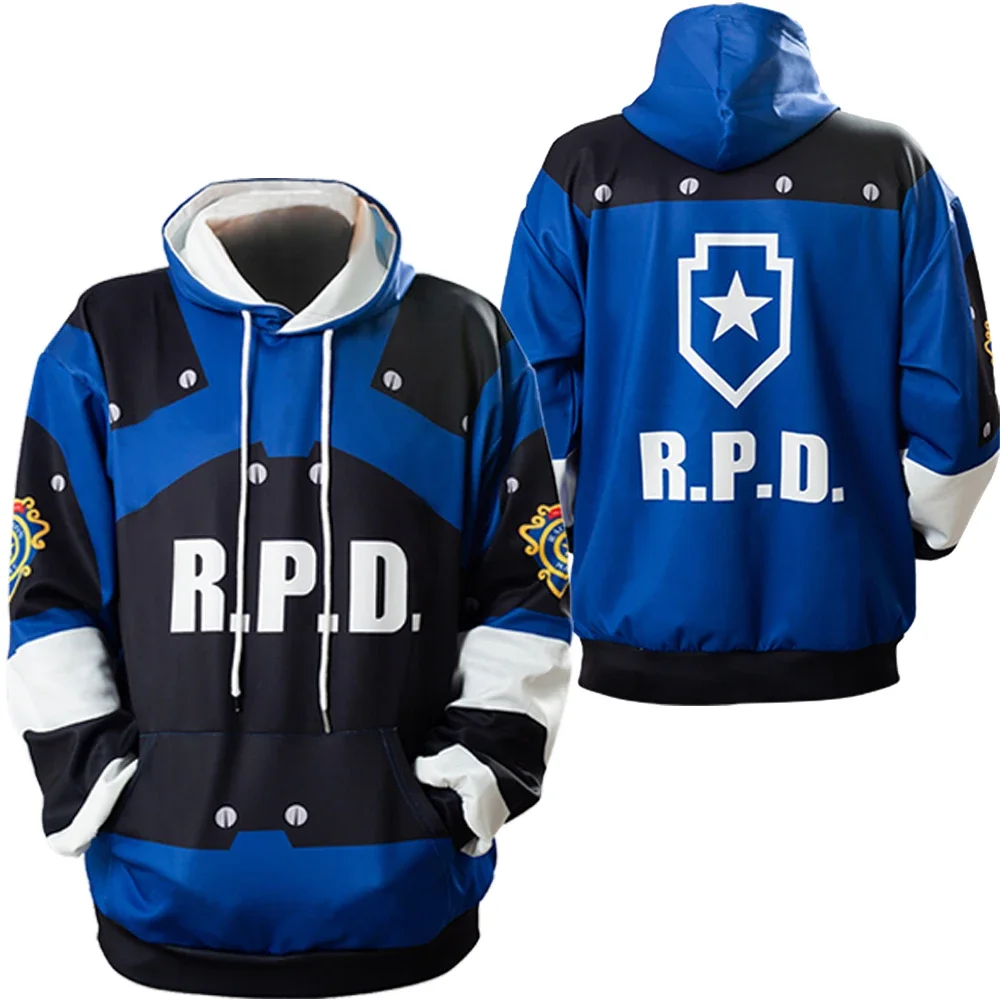Leon Cosplay Fantasy Bluza z kapturem Kostium męski Biohazard Gra Resident Odgrywanie ról Fantasia Stroje Bluza z kapturem Casual Pullover