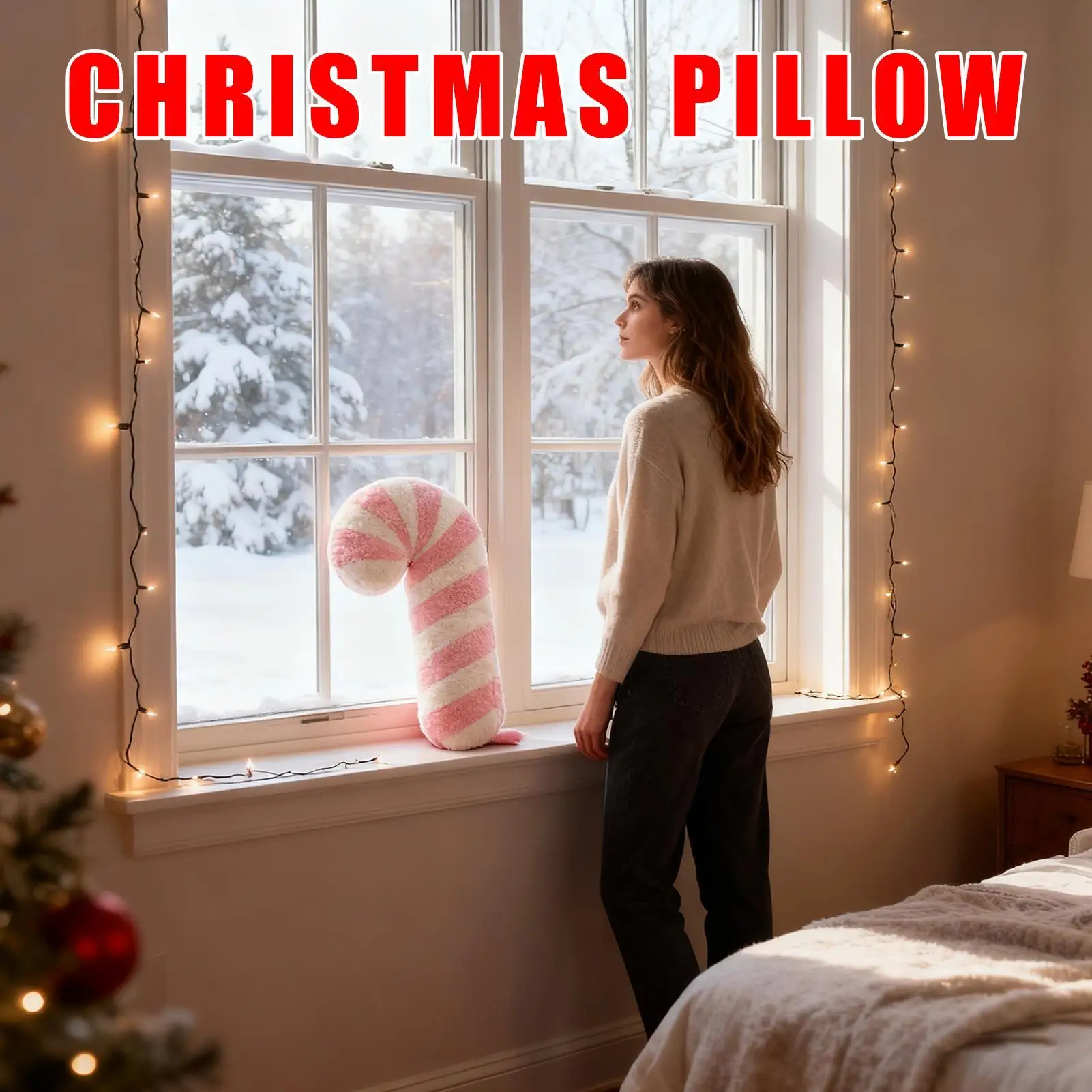 

Подушки для дивана, мягкие милые плюшевые подушки из конфетной трости, рождественские подушки для дивана-кровати, гостиной, спальни, автомобиля