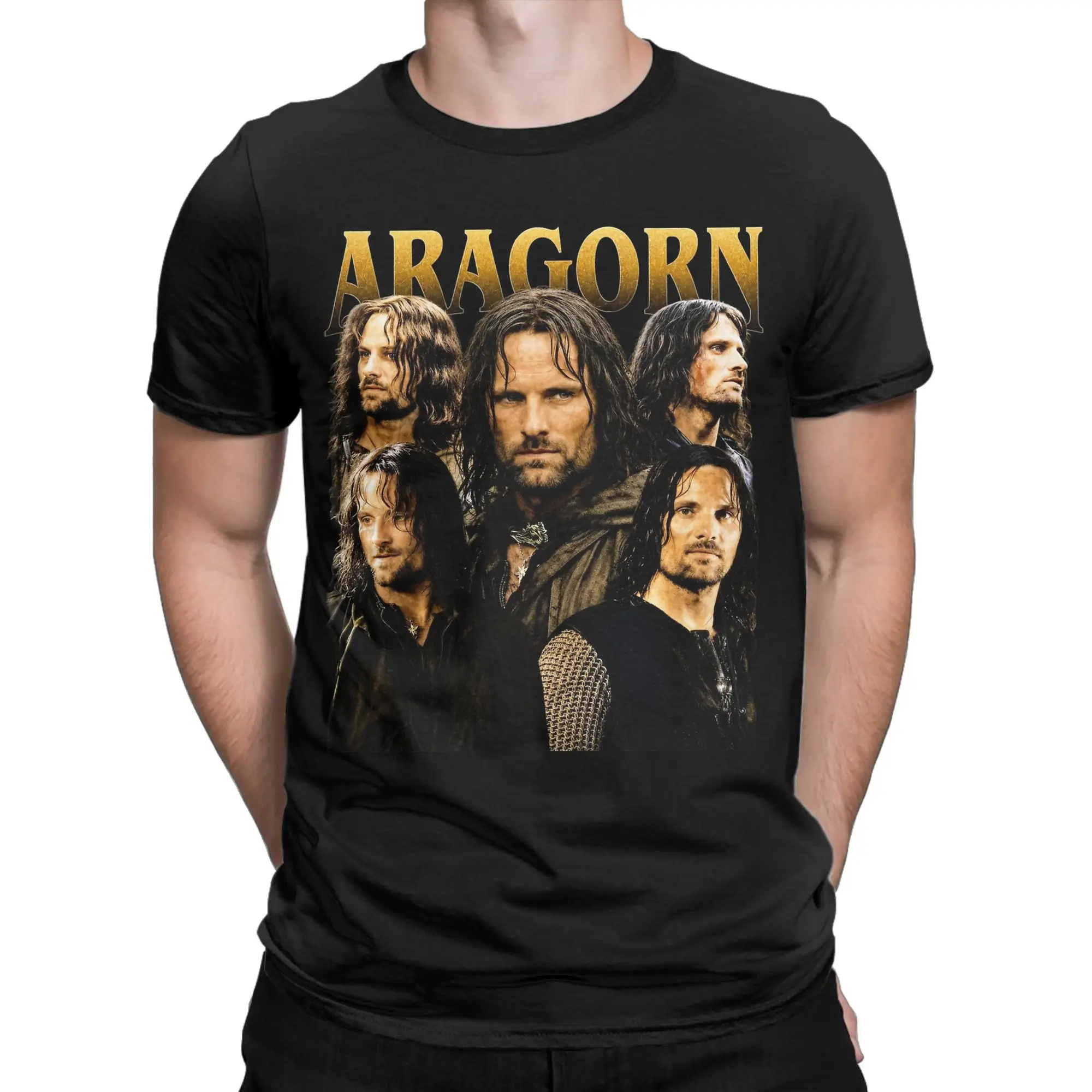 Lonely Penguin L-Lords Of The R-Rings Aragorn T Shirt Men's  Pure Cotton T-Shirt Round Collar  Tees Short Sleeve Tops 4XL 5XL