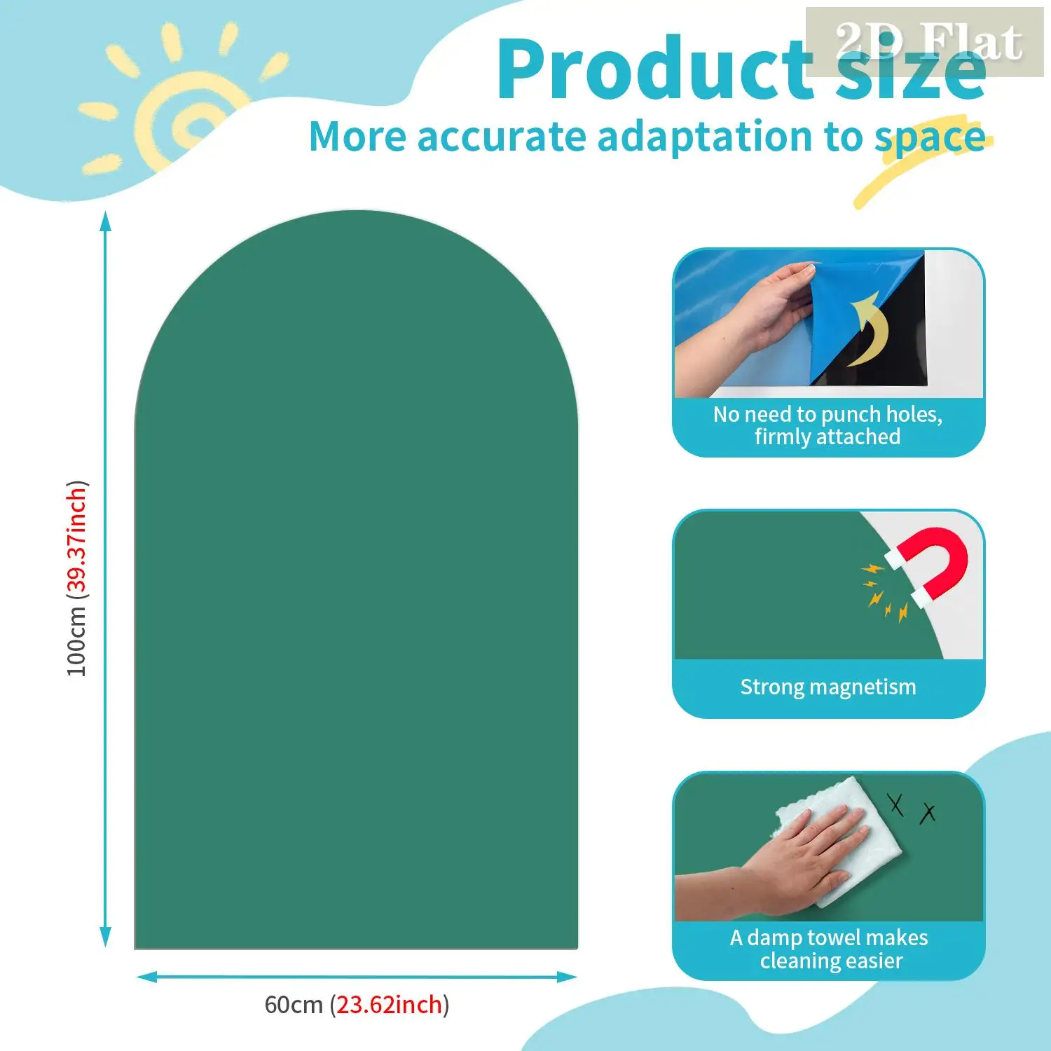 1 шт. арочная декоративная магнитная наклейка на стену для доски, самоклеящаяся, легко снимается, многоразовая, темно-зеленая, современный минималистский стиль