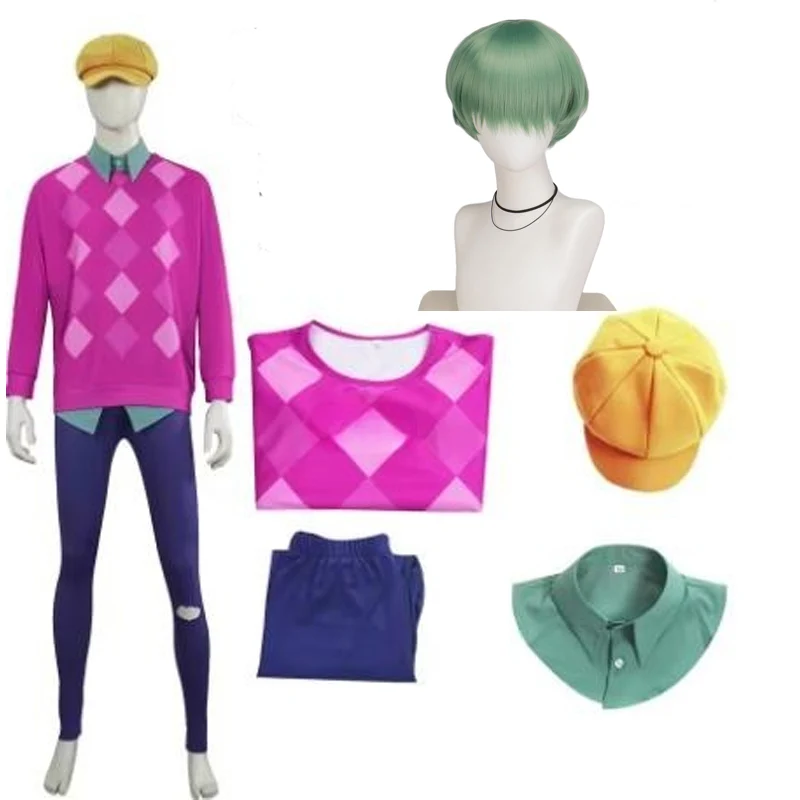 Cosplay POP Costume Wig Kawaii Lovely Hot Pink Sweater Yellow Hat Cute Suits Halloween Costumes