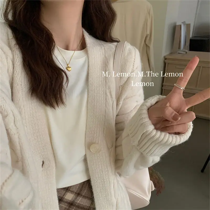 

Sweaters Jumpers Cardigans Womens Cardigan White For Woman Lambswool Checkered Pattern Regular Fit Coffee Sexy Classic Vintage