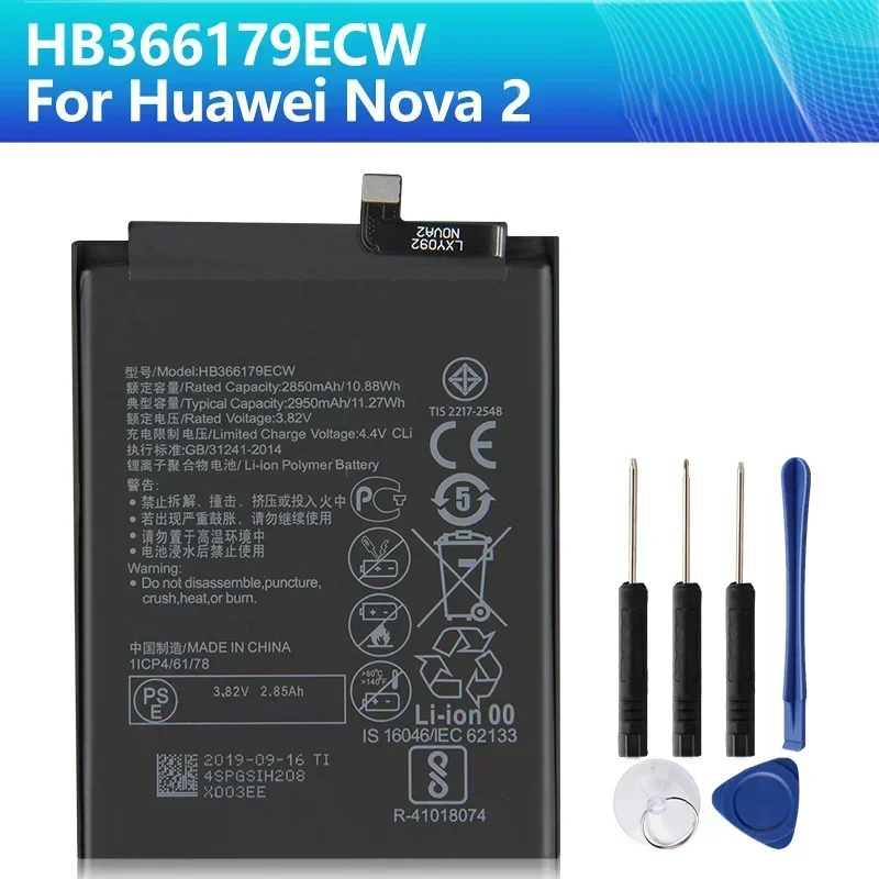 

Аккумулятор для телефона HB 366179 ECW для Huawei Nova 2 Nova2 CAZ-AL10 CAZ-TL00 Сменный аккумулятор высокого качества 2950 мАч с инструментом