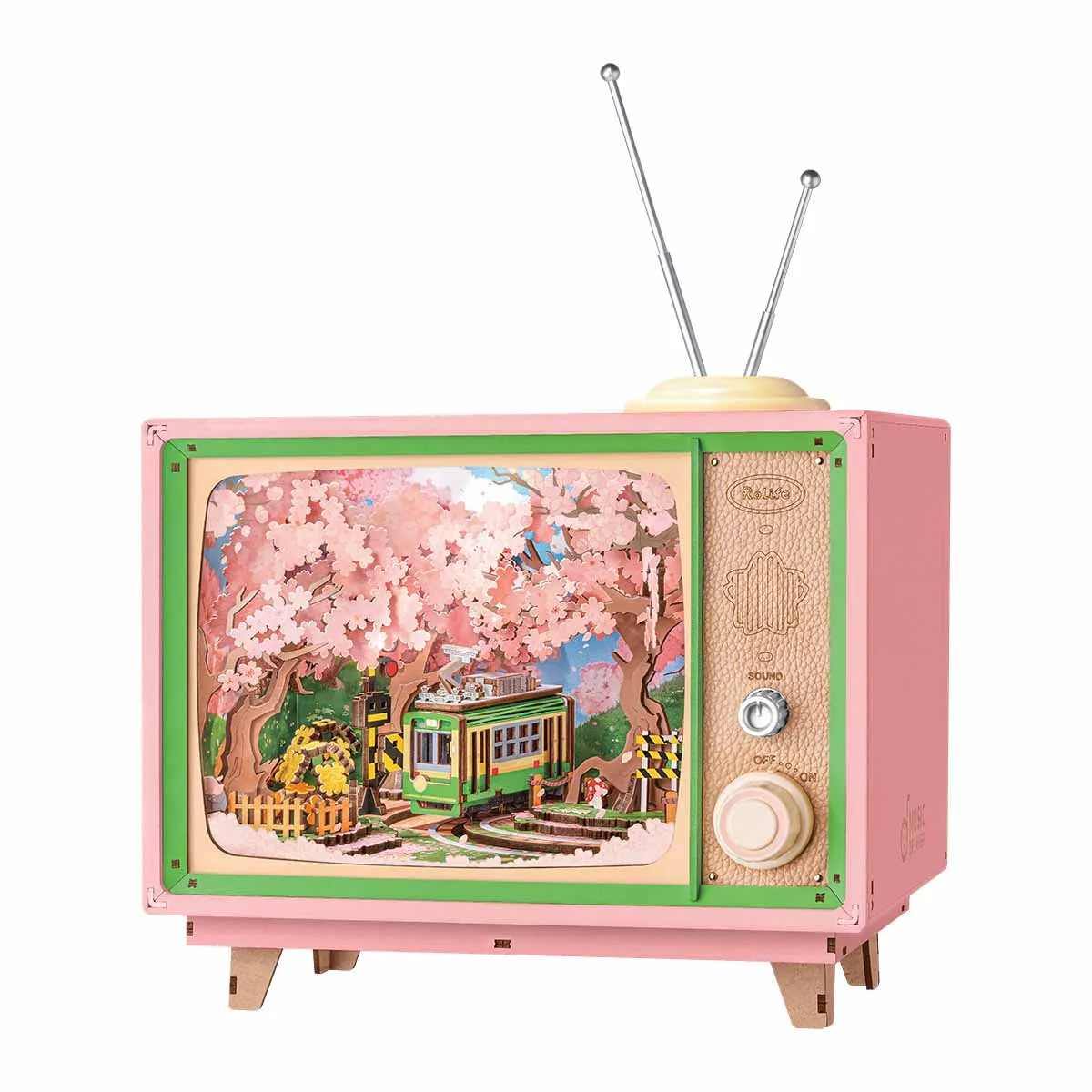 

Robotime Rolife Sakura Dreamy Tour DIY Music Box 3D Wooden Puzzle with Lights Sakura Design Unique Home Decor Giftfor Kids