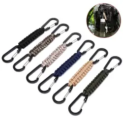 Heavy Duty Paracord Keychain with Carabiner - 2 Pack Braided Lanyard Key Chain for Water Bottle Holder Camping Hiking Backpack