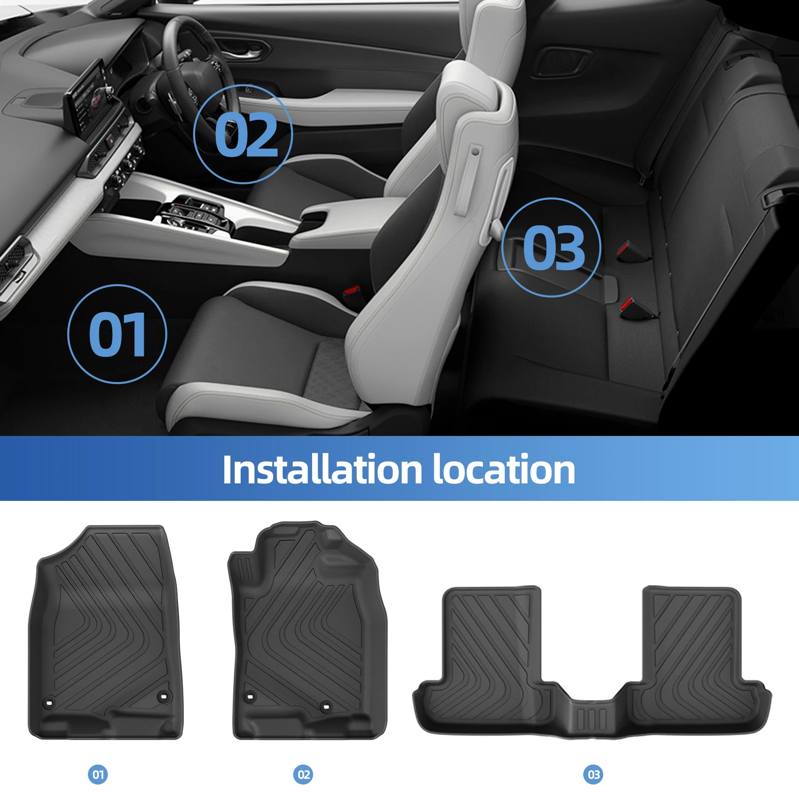 for Honda Prelude 6th Gen BF1 2025-2026 Car Floor Mats Protective Mat Accessories Cargo Liner Trunk Mat Only Fit Right Rudder view 2