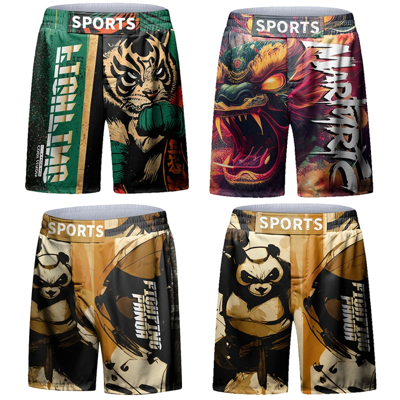 

Hot Sportswear MMA Shorts Men Fight Shorts Men BJJ Boxing Trunks for Men Grappling Flower Drawing No Gi Training Running Pants