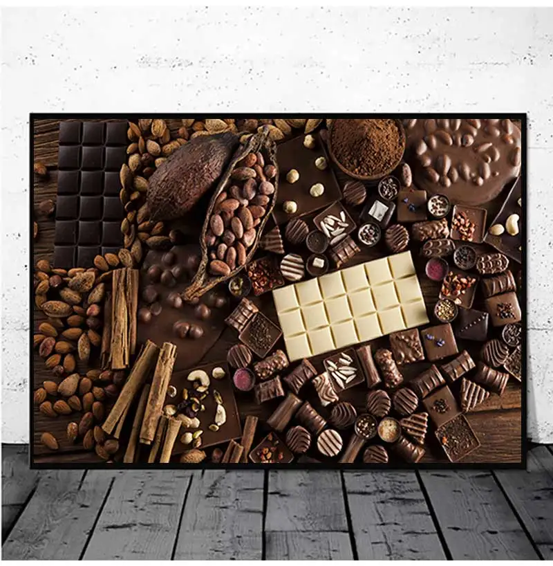 Chocolate Choco Candy Canvas Painting Nut Posters and Prints Wall Art for Dessert Shop Cafe Wall Decor Living Room Decoration