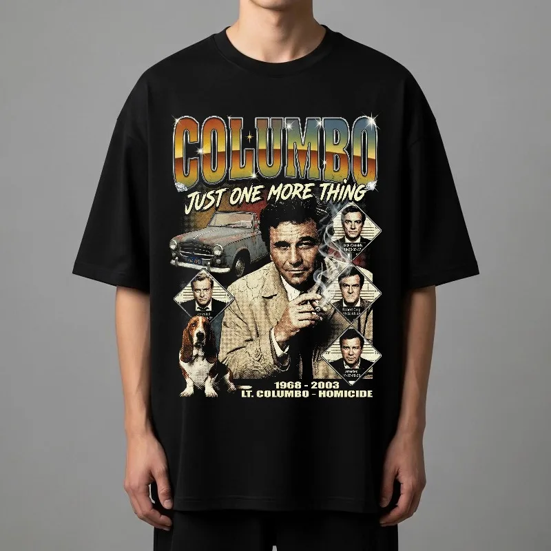 Camisa Columbo, Merchandise Retro de TV, Presente para Fãs de Peter Falk, Camiseta de Algodão Solta e Respirável Unissex para o Verão