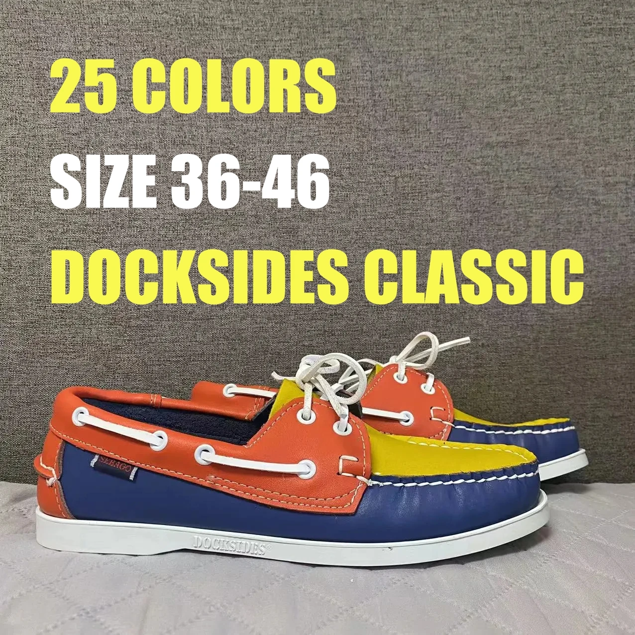 Sebago-zapatos Docksides auténticos para hombre, calzado de cuero de primera calidad con cordones y Punta Moc, 097A