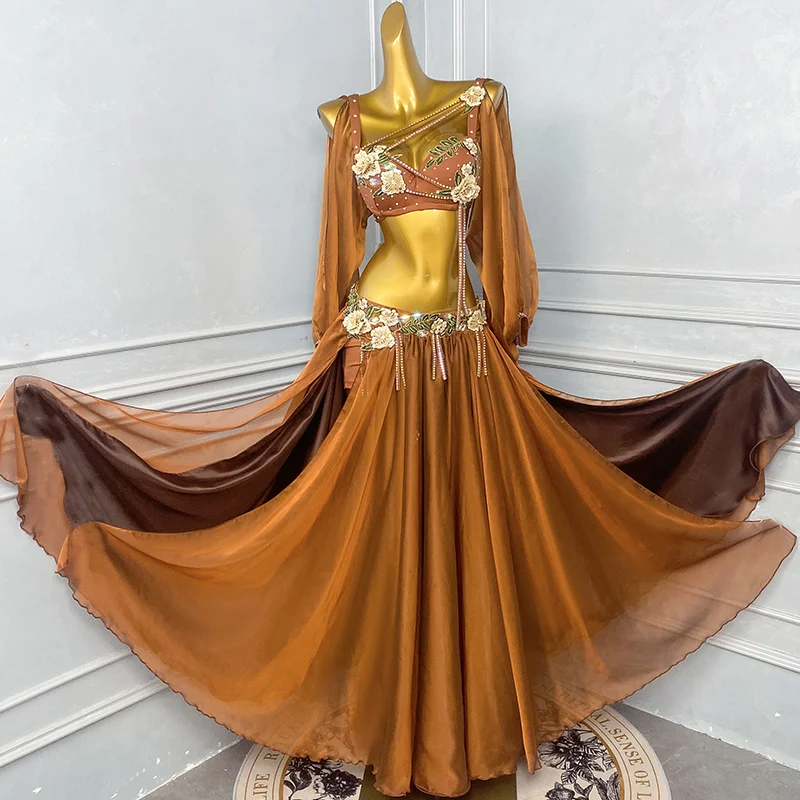 New Women's Oriental Dance Costume Women's High end Luxury Flower Tassel Set Belly Dancing Professional Performance Costumes