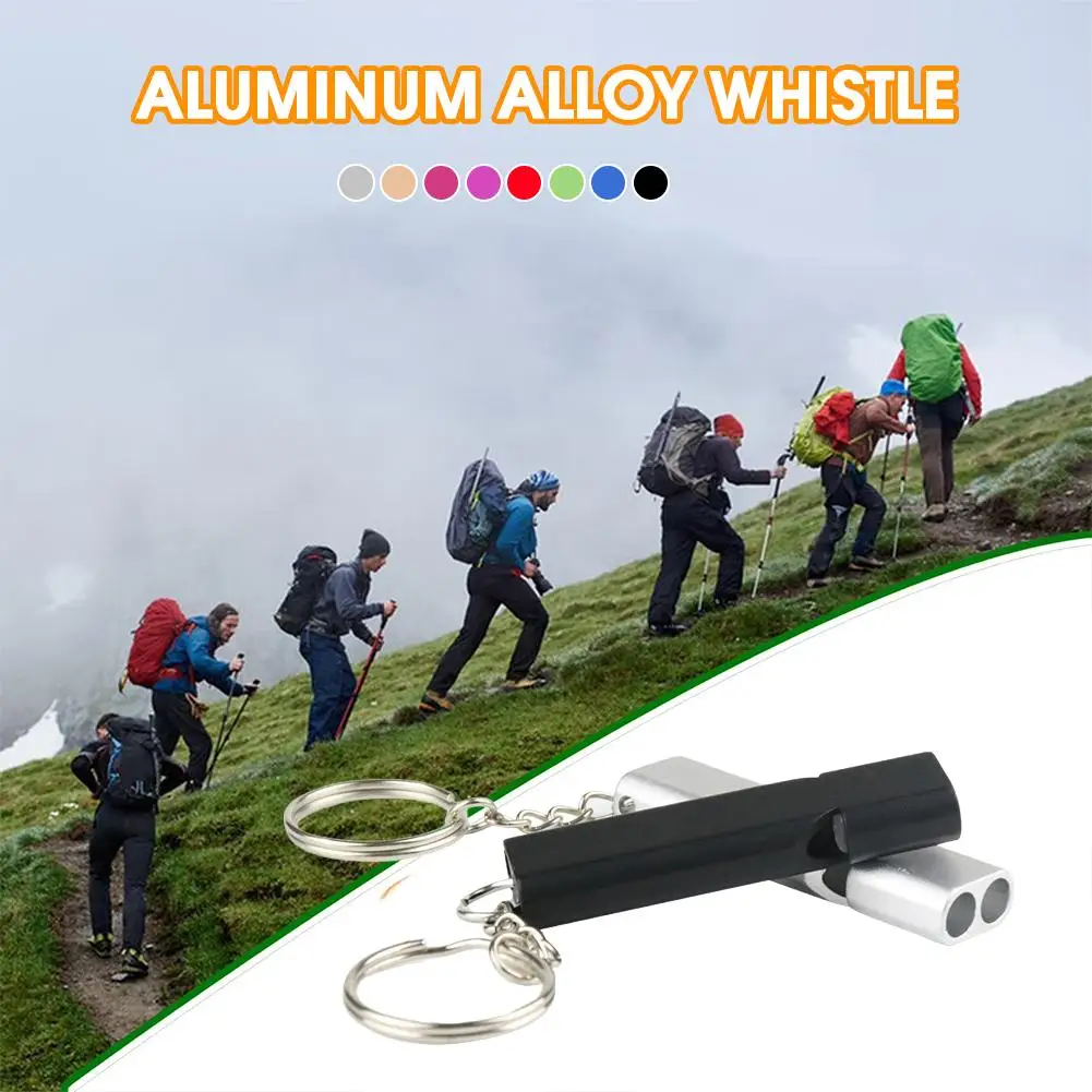Double Pipe Whistle Pendant Keychain High Decibel Outdoor Sports Survival Emergency Whistle Camping Tools Multifunction Whistle