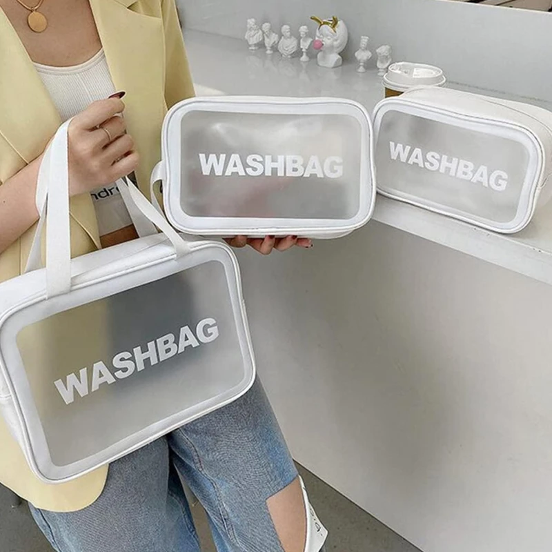 3PCS/SET PVC Waterproof Transparent Cosmetic Bag Wash Bath Storage Bag Travel Multi-function Storage Bag Cosmetic Handbag