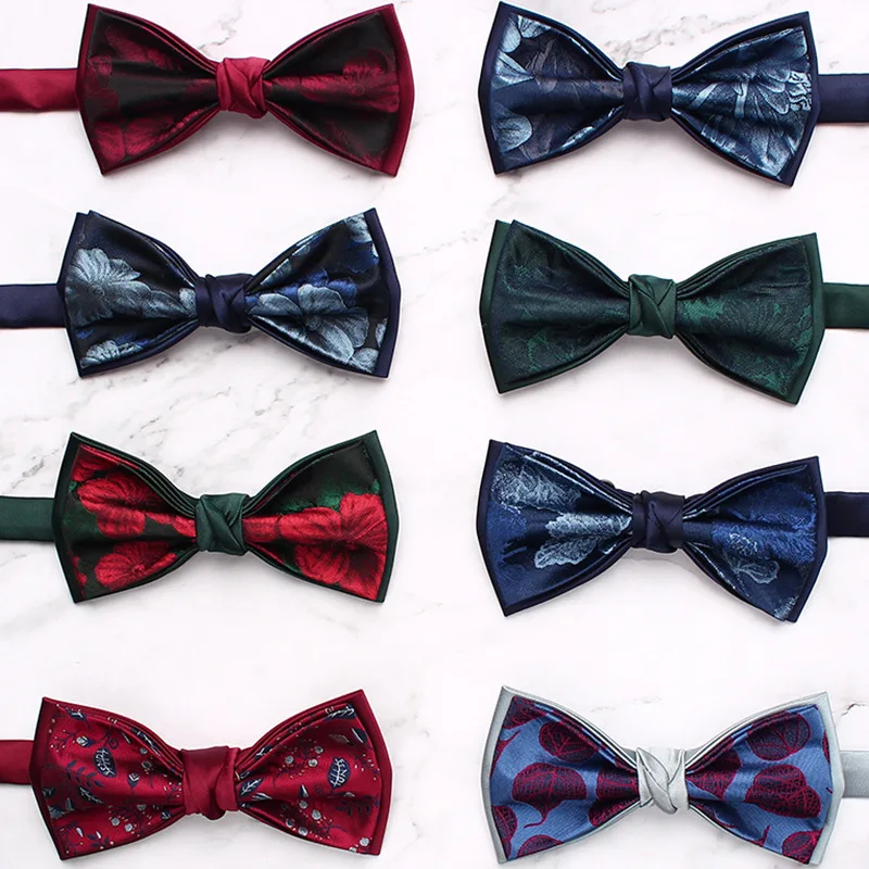 Colorful bow tie for men's retro double layered bow, groom's wedding bow tie