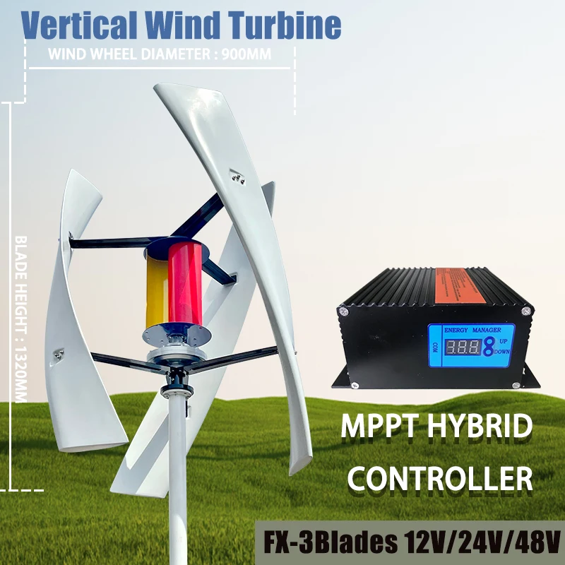 

Генератор энергии ветряной турбины с вертикальной осью 30 кВт и солнечные панели мощностью 25 кВт Гибридная энергетическая система Ветровая солнечная система для домашнего использования на ферме