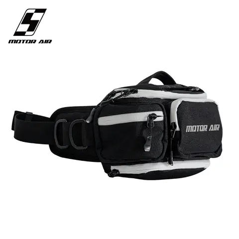 Motor-Air Black Motorcycle Waist Bag Multifunctional Chest Pack Crossbody Bag Outdoor Riding Equipment Package With Rain Cover