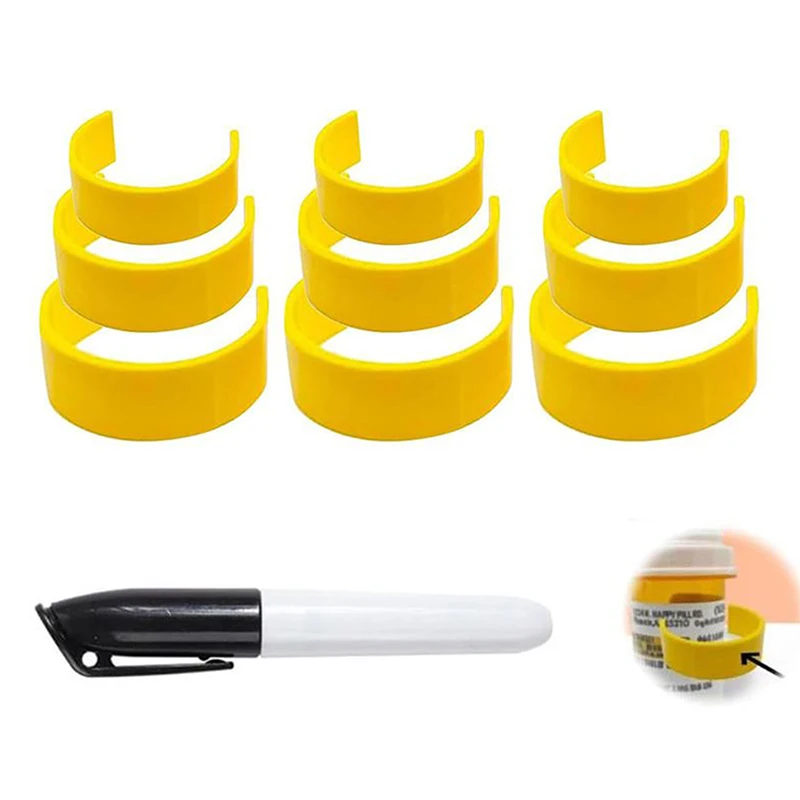 

9/18/36PCS Marker Pill Bottle Label Clip With Marker Pen Pill Container Label Clamp For Easy Medication Identification