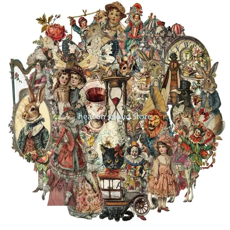 Y88B 50 Sheets Victorian Sticker Scrapbook Sticker Sticker Sticker Distoner Label Retro Decorative Label for Labtop