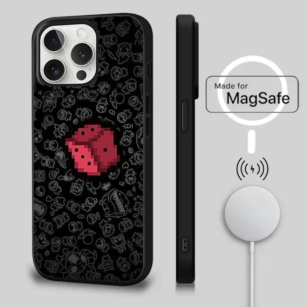 Etui na telefon z motywem The Binding of Isaac dla iPhone 17, 16, 15, 14, 13, 12, 11, Pro, Max, Plus, Mini, SE4, E, magnetyczne, kompatybilne z bezprzewodowym ładowaniem Magsafe