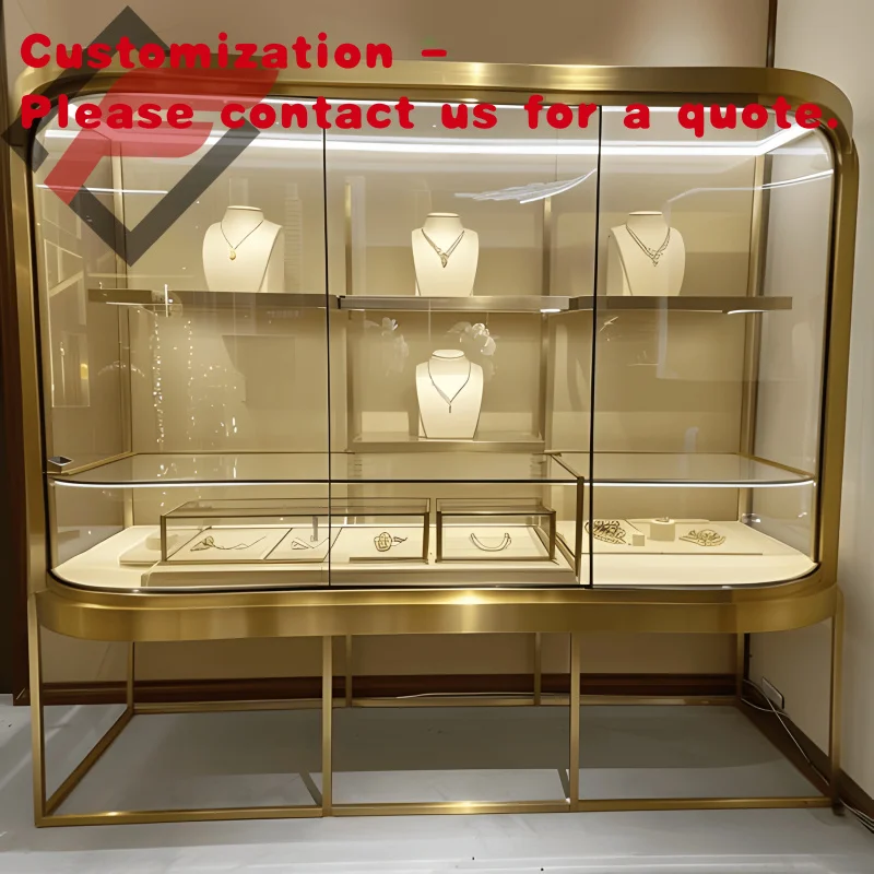 

custom.Modern Top Grade Customized Glass Jewelry Store Display Cabinet Sets with LED Lighting Custom Showcase Displays