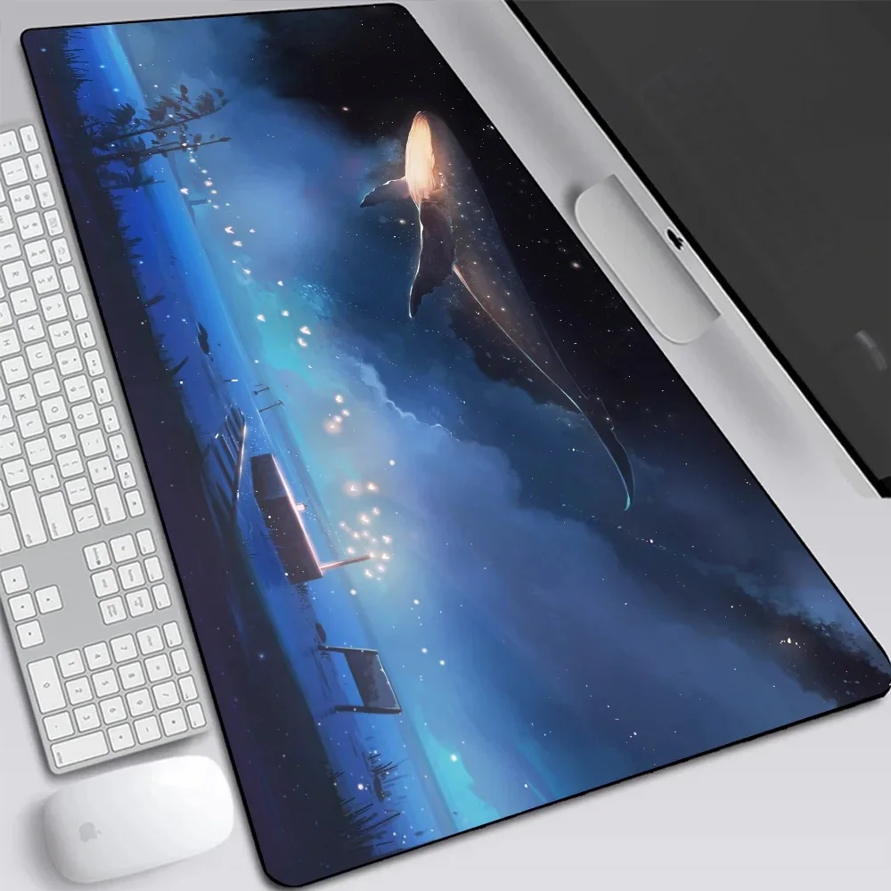 Grande Gaming Mouse Pad para PC Gamer, Silicone Office Mausepad, Computador e Laptop Mousepad, Teclado e Desk Mat, Anime e Baleia