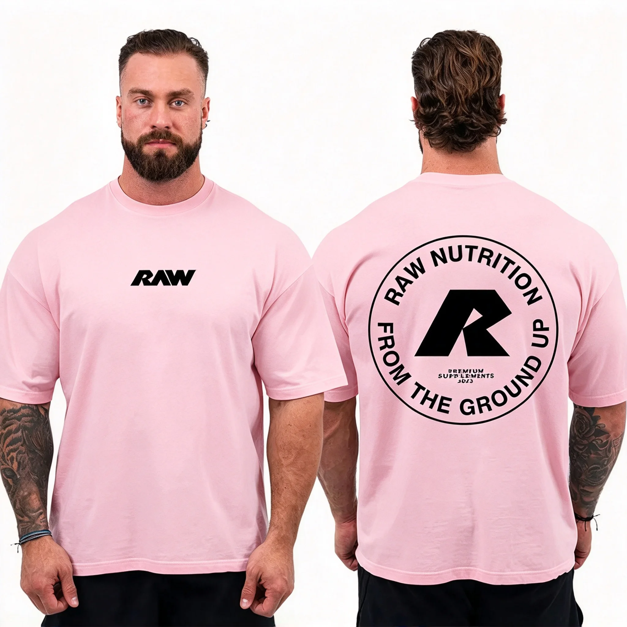 2026 Men's Heavyweight Training T-Shirt - Double-sided Letter Printing - Fitness Weightlifting Daily Wear - Loose Fit T-Shirt