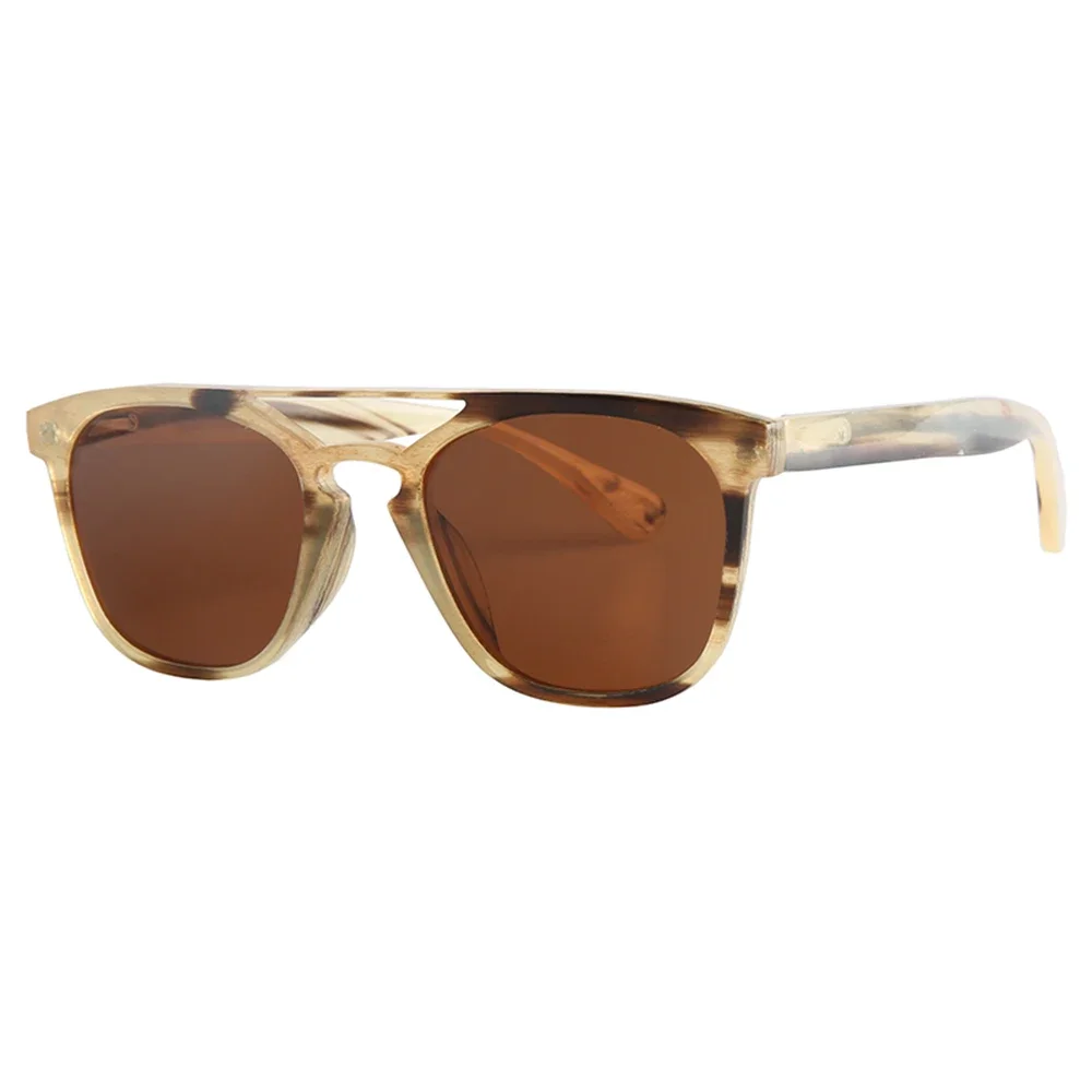 

Sunglass Men Vintage Polarized double bridge Eyeglasses Handmade Natural Horn Luxury Women Sunglasses Men Fashion Glasses