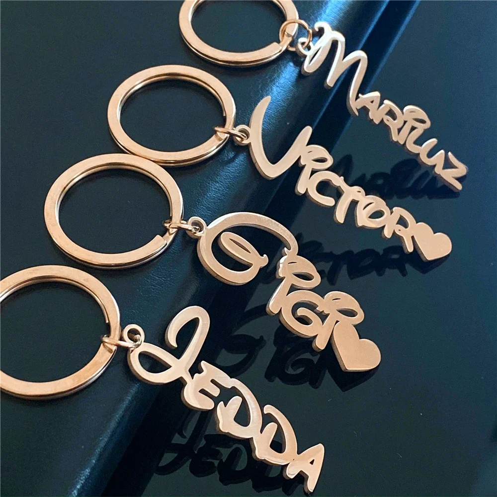 

Custom Name Keychain Personalized Stainless Steel Pendant Keychains for Women Men Customized Nameplate Keyring Jewelry Gifts