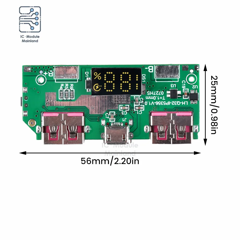 5V3A Li-ion battery digital fast charging module IP5356 support TYPE-C Micro USB QC3.0 2.0/PD3.0 PD2.0/AFC/FCP